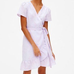 Lavender striped linen wrap dress